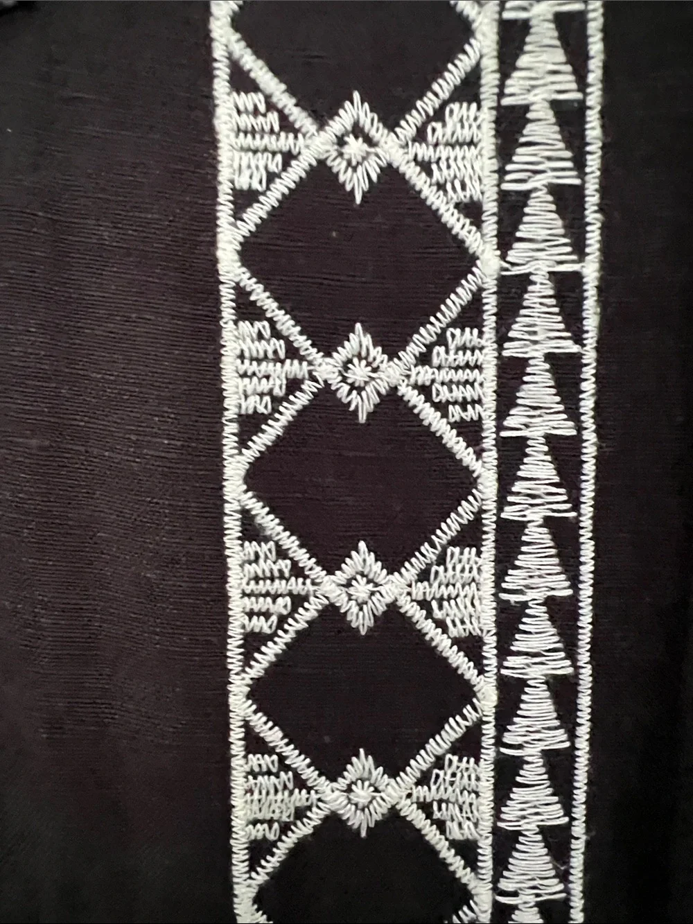 Zara Black Maxi Dress with Off White Embroidered Trim - Picture 3 of 3